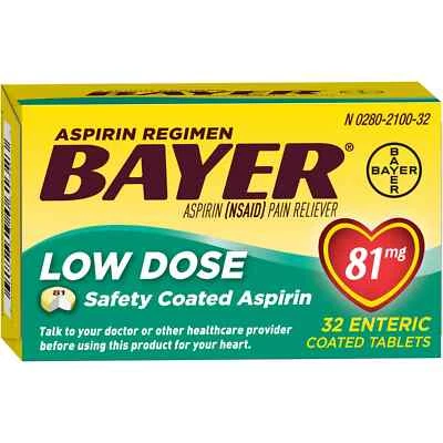 Bayer Low Dose Aspirin 81mg Enteric Coated Tablets - 32 Count - Image 1 of 4