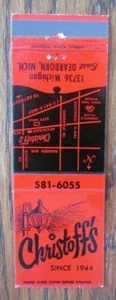 DEARBORN, MICHIGAN MATCHBOOK COVER: CHRISTOFF'S RESTAURANT 1970s MATCHCOVER -D - Picture 1 of 1