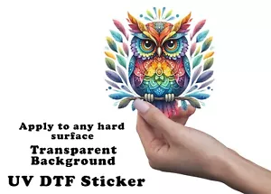 Colorful Owl UV DTF Transparent Sticker / Decal - Picture 1 of 7