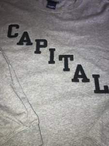 CAPITAL UNIVERSITY Long Sleeve Shirt By JANSPORT XL Raised Emblem Grey/W Blue - Picture 1 of 3