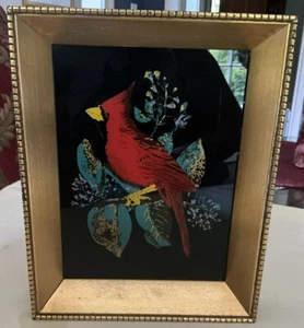 Vintage Cardinal Hand Painted On Glass-C&A Richard’s Boston,Mass - Picture 1 of 2