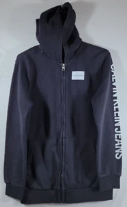 Youth Calvin Klein Jeans Black Zip Up Hoodie Size XL (18/20) Flaw - Picture 1 of 14