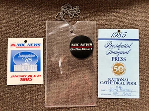 1985 NBC News Presidential Inauguration Press Badge & Lanyard - Ronald Reagan - Picture 1 of 4