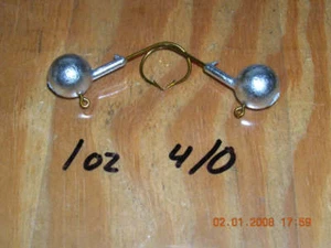 25 1oz Rundkopf Jigs Bronze Mustad Haken 1/0 2/0 3/0 oder 4/0 Sie wählen - Bild 1 von 4
