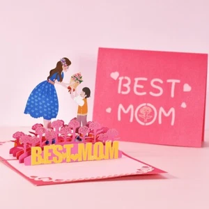 Best Mom 3D Pop Up Greeting Cards Love Best Mom Heart Card for Mom Wife - Picture 1 of 6