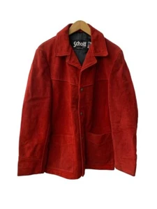 SCHOTT Leather Velour Jacket Made in USA Logo Red Size 36 Men - Picture 1 of 7