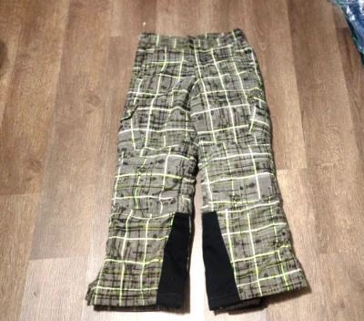 Columbia Youth Size 10-12 Army Green/Brown Plaid Omni-Shield Snowpants Ski Pants - Image 1 of 4