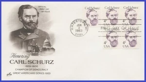 USA4 #1847 U/A ARTCRAFT FDC BL4 Carl Schurz - Imagen 1 de 1