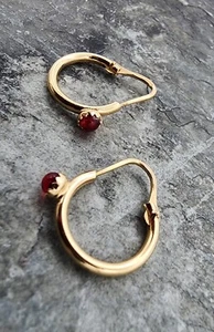 18k .750 Yellow Gold 1/2" Hoop Earrings Au 24245 - Picture 1 of 8