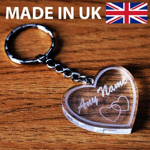 ❤️Personalised NAME HEART Shape Keyring - LASER CUT AND ENGRAVED FROSTED GIFT ❤️ - Picture 1 of 1