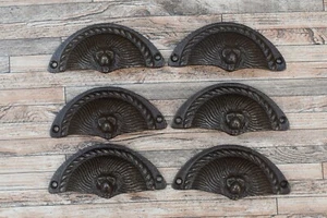 Armario León Hierro Fundido De Colección Armario Puerta Cajón Taza Cubo Tiradores Manijas 6 un. - Imagen 1 de 9