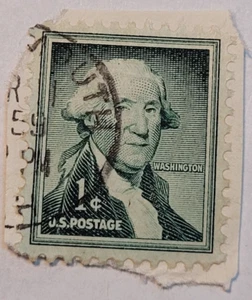 US-Briefmarke ~ George Washington ~ um 1954 ~ 1¢ grüne Briefmarke ~ F43 - Bild 1 von 6
