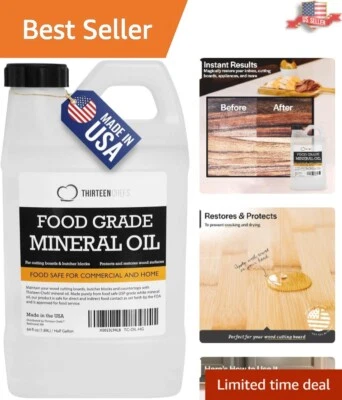 Aceite mineral de grado alimenticio 64 oz para tablas de cortar y bloques de carnicero - seguro y fácil Foto 1 de 4
