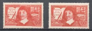 1937 - Francia - Effigie del filosofo Reneè Descartes, coppia 2 val. MLH - Foto 1 di 1