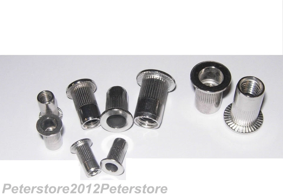  Einnietmuttern Flachkopf  Edelstahl V2A Nietmuttern  M3 M4 M5  M6  M8  M10  M12 - Bild 1 von 1