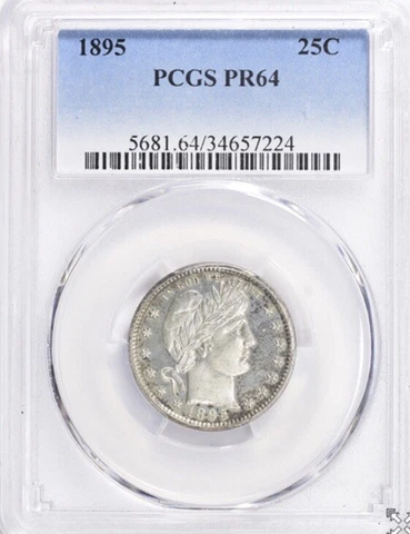 1895 Proof Barber Quarter PCGS PR64 (looks Cameo) Mintage 880 Only Cover
