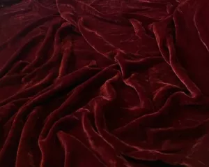 Dark Red/Rose Silk Velvet Fabric by the Yard, 1/2 Yard and 1/4 Yard - Picture 1 of 4