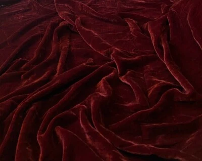 Dark Red/Rose Silk Velvet Fabric by the Yard, 1/2 Yard and 1/4 Yard, V2 - Image 1 of 4