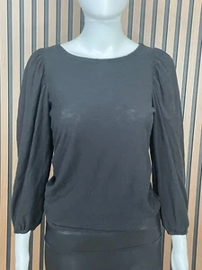 Nation Ltd Damen Top T-Shirt Rundhals lang Puffärmel Pima Baumwolle XS schwarz - Bild 1 von 11