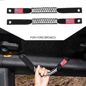 US Flag Roof Roll Bar Grab Handle Grip Rope For Ford Bronco 2021+ Black & White - Picture 1 of 11