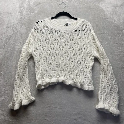 Suéter H&M Dividido Para Mujer Crema Tejido Abierto Crochet Grande Informal Boho Chic Foto 1 de 4