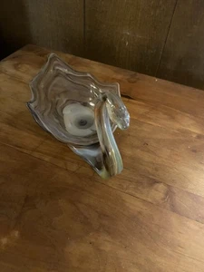 Green With Brown Swirl Swan Mid-Century Candle Holder/centerpiece - Picture 1 of 5