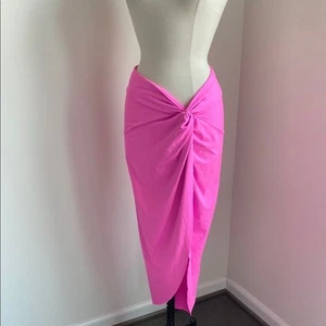 SKIMS Sarong Swim Skirt Womens Sz Large Hot Pink Stretch Beach Coastal - Picture 1 of 6