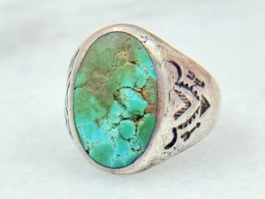 Atemberaubender Vintage Glocke Handelsposten Royston Türkis Herren Ring Größe 12 - Bild 1 von 5