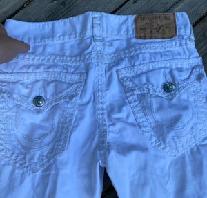 Vintage True Religion Jeans Size 31 Straight White Super QT Jeans White Stitch - Picture 1 of 8