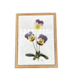 Wood Trinket Box Tile With Pansies PARI Made In USA Vintage - Picture 1 of 11