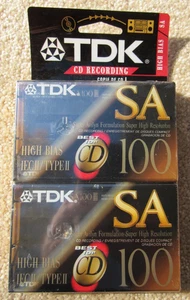 Paquete de 2 cintas de casete TDK SA100 de alto sesgo tipo II NUEVAS Y selladas en blanco mejores para CD - Imagen 1 de 3