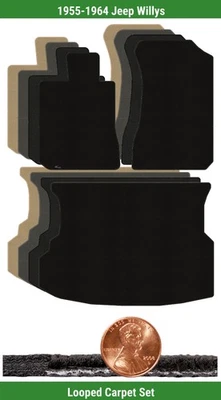Набор ковриков Custom Classic Loop для Jeep Willys 1955-1964 годов выпуска (3 штуки) #TJH - Изображение 1 из 4