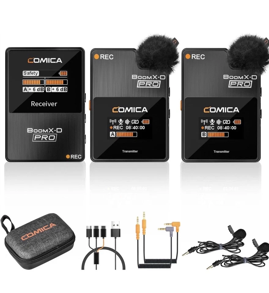 New Sealed In Box! COMICA BoomX-D Pro D2 Wireless Mics 2.4G; Cam/Phone/computer - Image 1 of 4