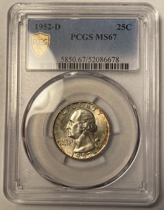 1952-D Washington Quarter PCGS MS67 Hazy Toning - Picture 1 of 4