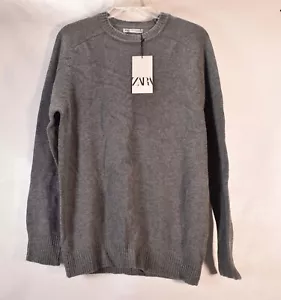 Zara Mens Crewneck Sweater Wool Cashmere Gray M NWT - Picture 1 of 3
