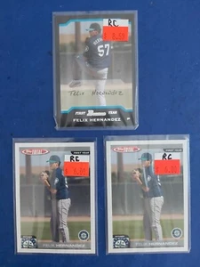 Lot Of Three 2004 Felix Hernandez RC's; 1-Bowman #224 & 2-Topps Total #842 - Picture 1 of 1