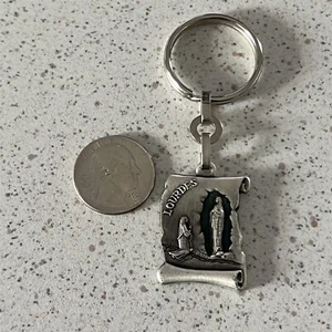 Our Lady Lourdes Saint Christopher Souvenir Keychain Key Ring #45877 - Picture 1 of 2