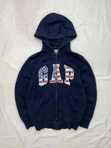 VINTAGE GAP USA FLAG ZIP UP HOODIE Y2K BIG LOGO MEN’S SIZE KIDS XL YEEZY AMERICA - Picture 1 of 17