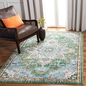 Madison Collection Area Rug - 5'3" X 7'6", Green & Turquoise, Boho Chic Medallio - Picture 1 of 8