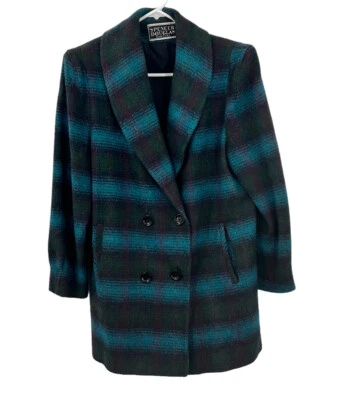 VTG Womens Spencer Douglas Peacoat 10 Wool Blend Plaid USA Academia Preppy - Image 1 of 4