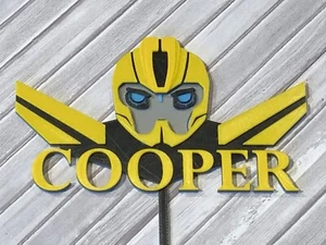 Topper de pastel de cumpleaños de abejorro Transformers tapa de pastel personalizada - Imagen 1 de 7