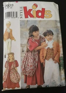 Style 2603 Childs SZ 3 4 5 6 7 8 Historical Costumes Dress Pants Jacket PATTERN  - Picture 1 of 3