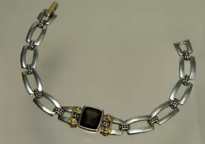LAGOS Caviar 925 Silver 750 Gold Smoky Topaz Glacier Link Bracelet 7.5 In Pouch - Picture 1 of 6