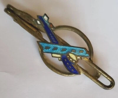 De colección Joyería Para Hombre Años 40 Barra de Corbata Latón Avión de Mar Charco Jersey Esmalte Azul Foto 1 de 4