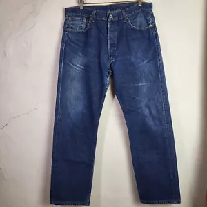 Levis 501 Mens W38 L30.5 Straight Denim Jeans Trousers Blue Cotton Button Fly  - Picture 1 of 13