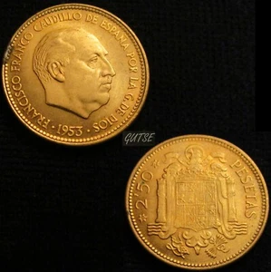 * Gutse * FRANCO-2,2,50 Pesetas 1953 19-54,Lucentezza,Originale,Non Circolare - Picture 1 of 1