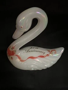 Fenton Swan 40th Anniversary Art Glass Hand Painted Signed Opalescent Shiny - Picture 1 of 9