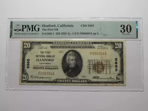 $20 1929 Hanford California National Currency Bank Note Bill Ch. #5863 VF30 - Picture 1 of 5