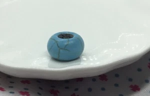 14mm x 10mm turquoise colour stone European charm bead, large hole - Picture 1 of 2
