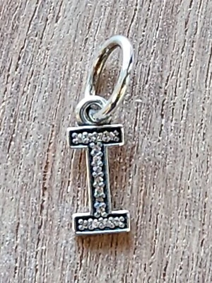 Genuine PANDORA Hanging Letter I Sterling Silver S925 ALE Dangle Charm 791321cz - Image 1 of 4